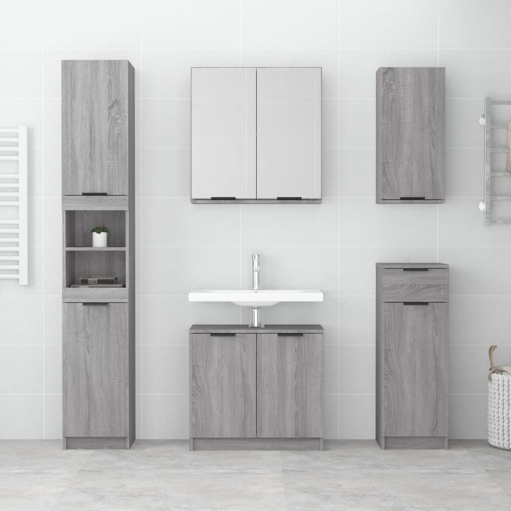 vidaXL 2 Door Grey Sonoma Mirrored Bathroom Cabinet Image 8
