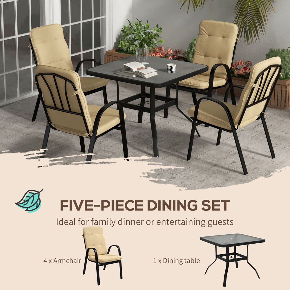 Outsunny 4 Seater Beige Outdoor Garden Dining Set Image 6