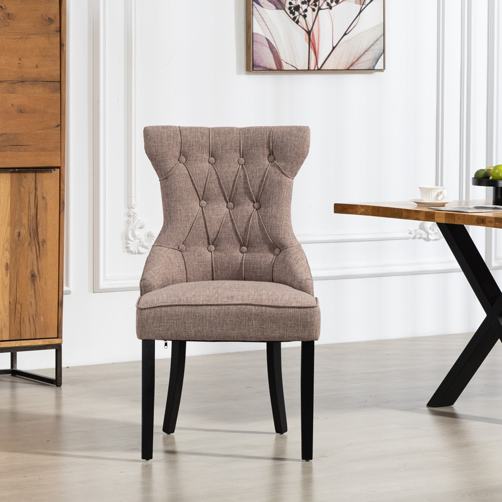 Artemis Home Lurano Set of 2 Dark Brown Fabric Dining Chair Image 2