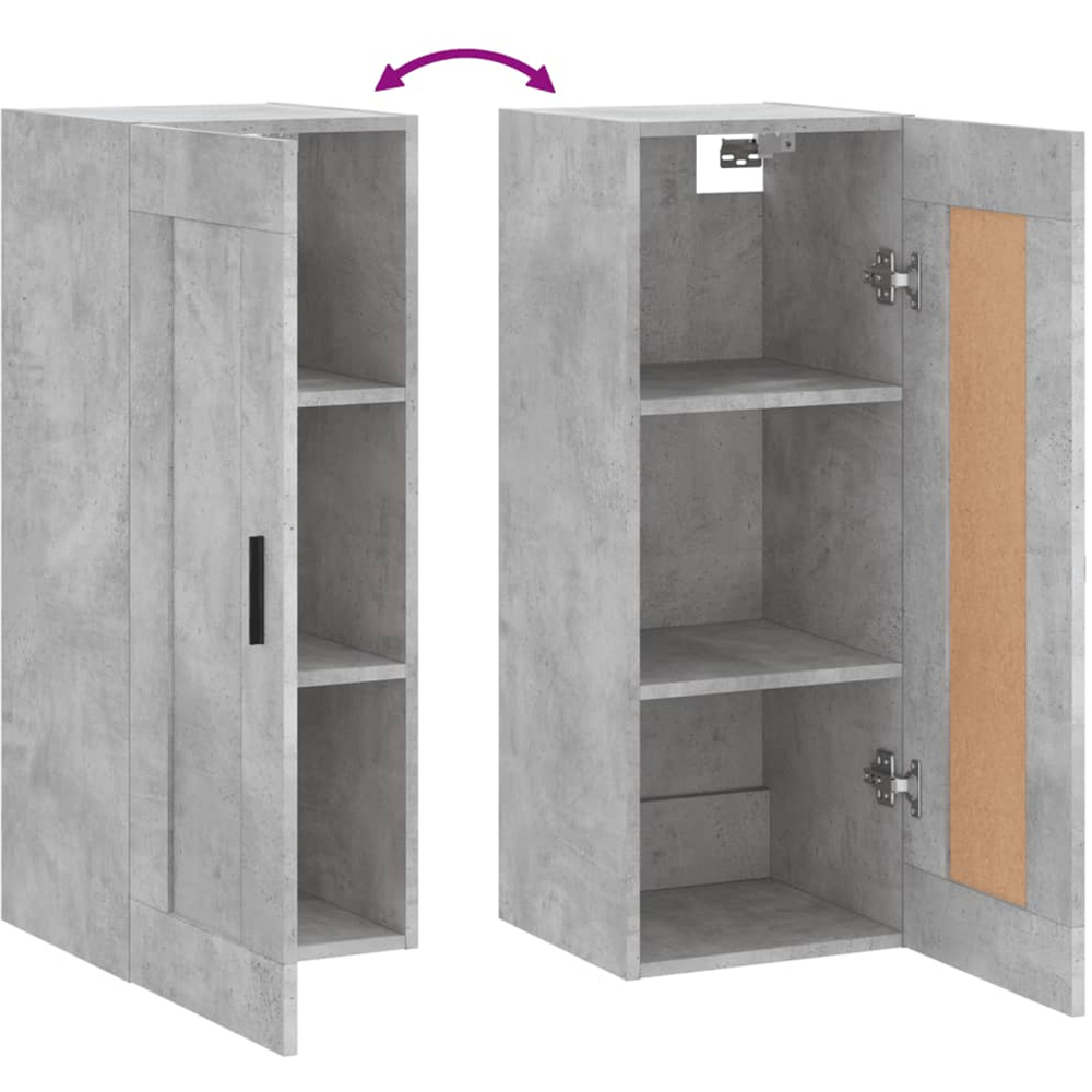 vidaXL Single Door Concrete Grey Wall Mounted Cabinet Image 8