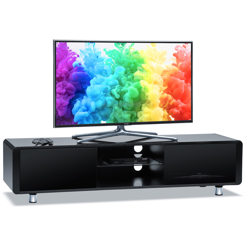 Centurion Supports Capri Gloss Black 2 Door 2 Shelf TV Unit Image 2