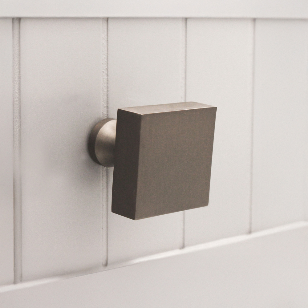 Spira Brass Gunmetal Grey Square 38mm Cupboard Knob Image 2