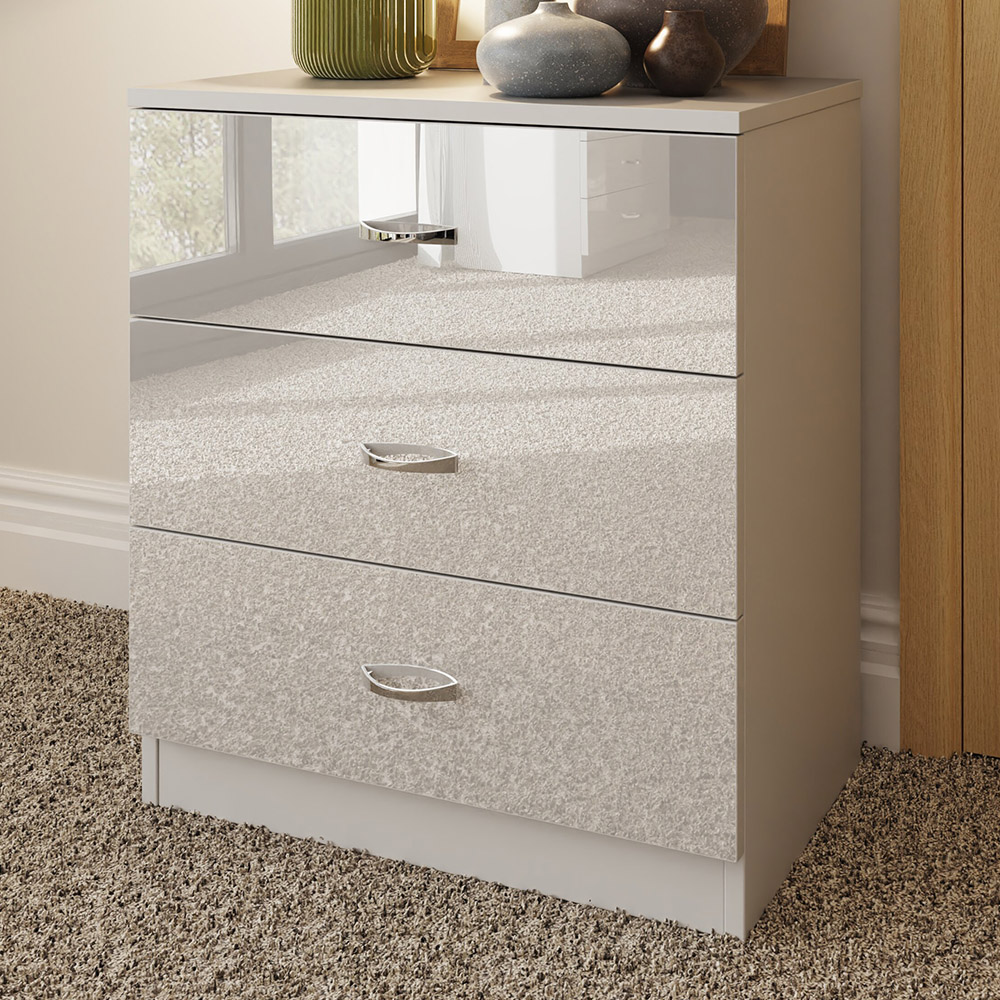 FWStyle Chilton 3 Drawer White Gloss Chest of Drawers Image 1
