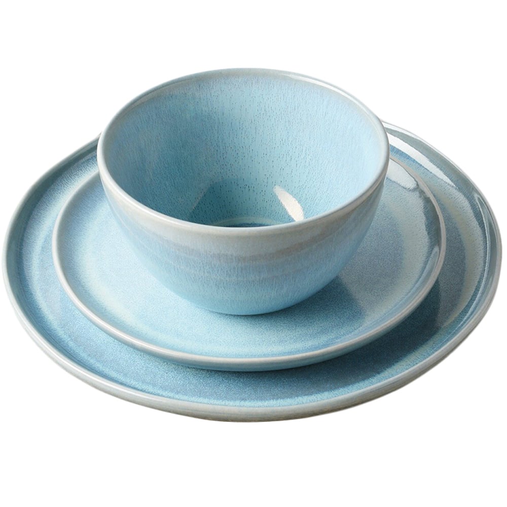12 Piece Reactive Glaze Dinner Set - Blue Image 1