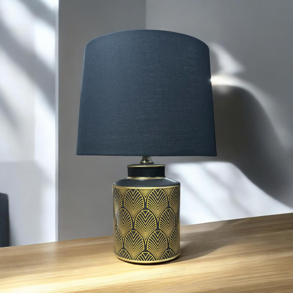 Acacia Home Ceramic Blue Shade Table Lamp Image 2