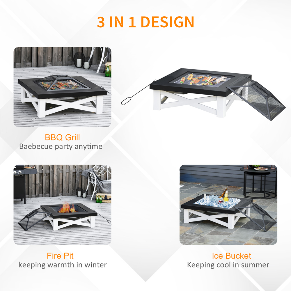Outsunny Black Metal Firepit and BBQ Grill Image 4