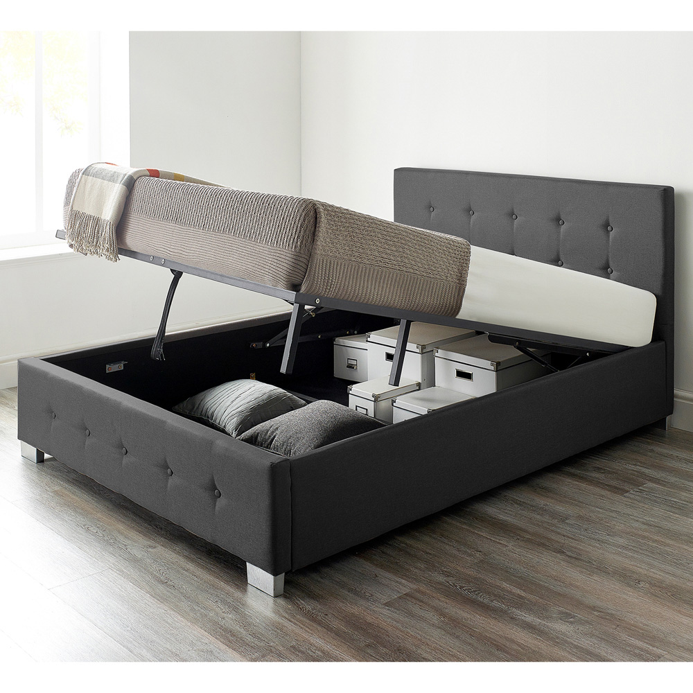 Aspire Super King Black Linen End Lift Ottoman Storage Bed Image 4