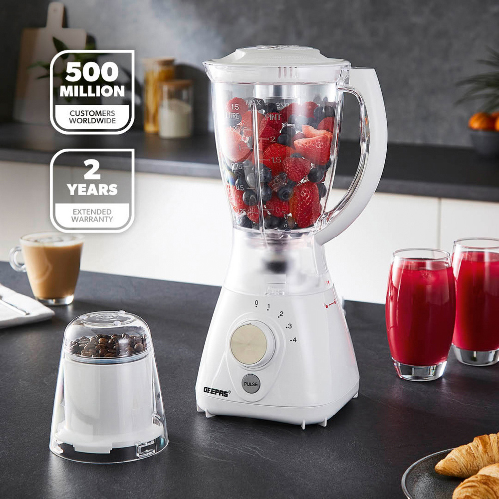 Geepas GSB44092UK-WT White 1.5L 2-in-1 Food Jug and Smoothie Blender 550W Image 2