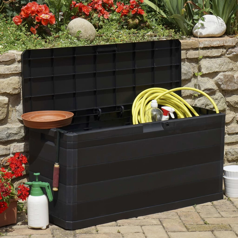 vidaXL 280L Black Polypropylene Garden Storage Box Image 4