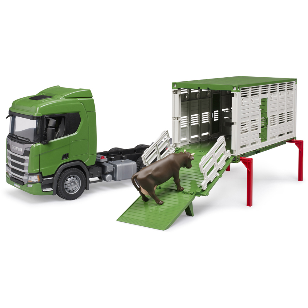 Bruder Kids Scania Super 560R Cattle Transportation Truck with Cattle Playset Model Image 9