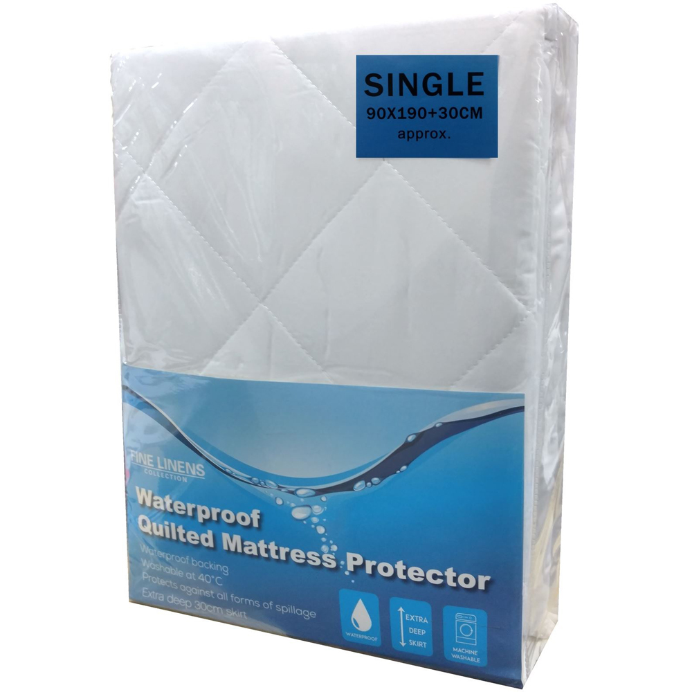Fine Linens Single Extra Deep Waterproof Quilted Mattress Protector Image 1