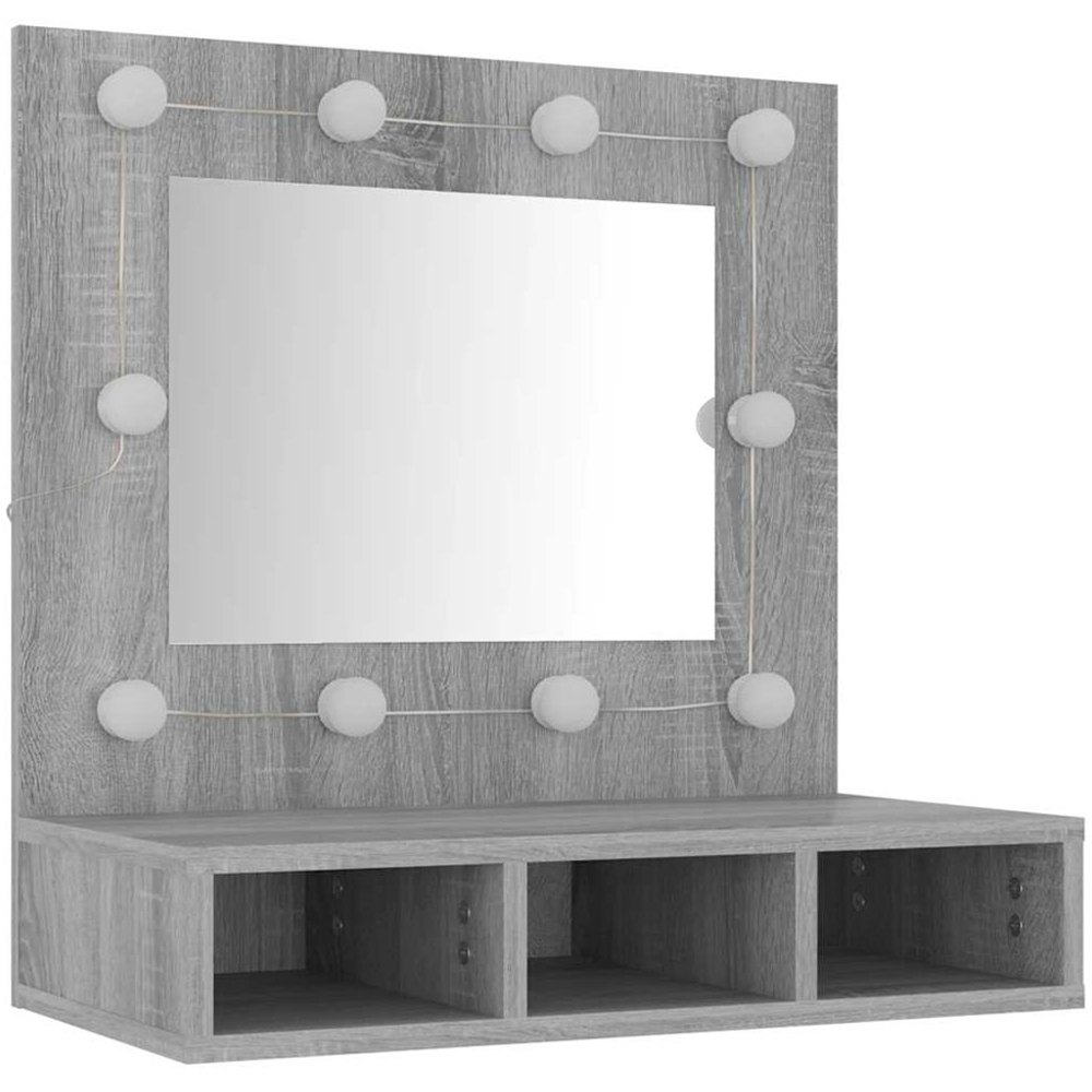 vidaXL 3 Shelf LED Sonoma Grey Mirror Cabinet Image 3
