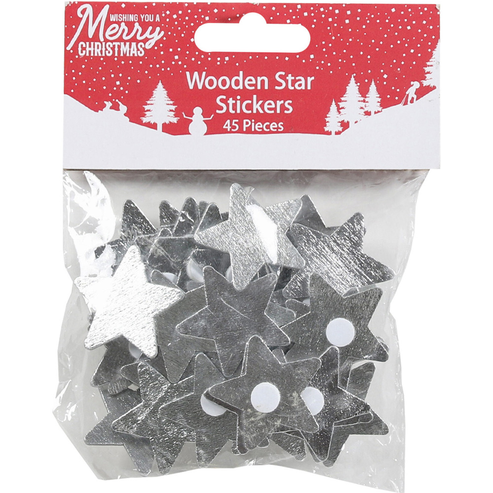 Pack of 45 Wooden Star Stickers Image 1