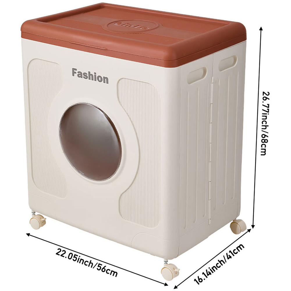 Living and Home 160L Brown Foldable Storage Box with Wheels and Clear Window Image 8