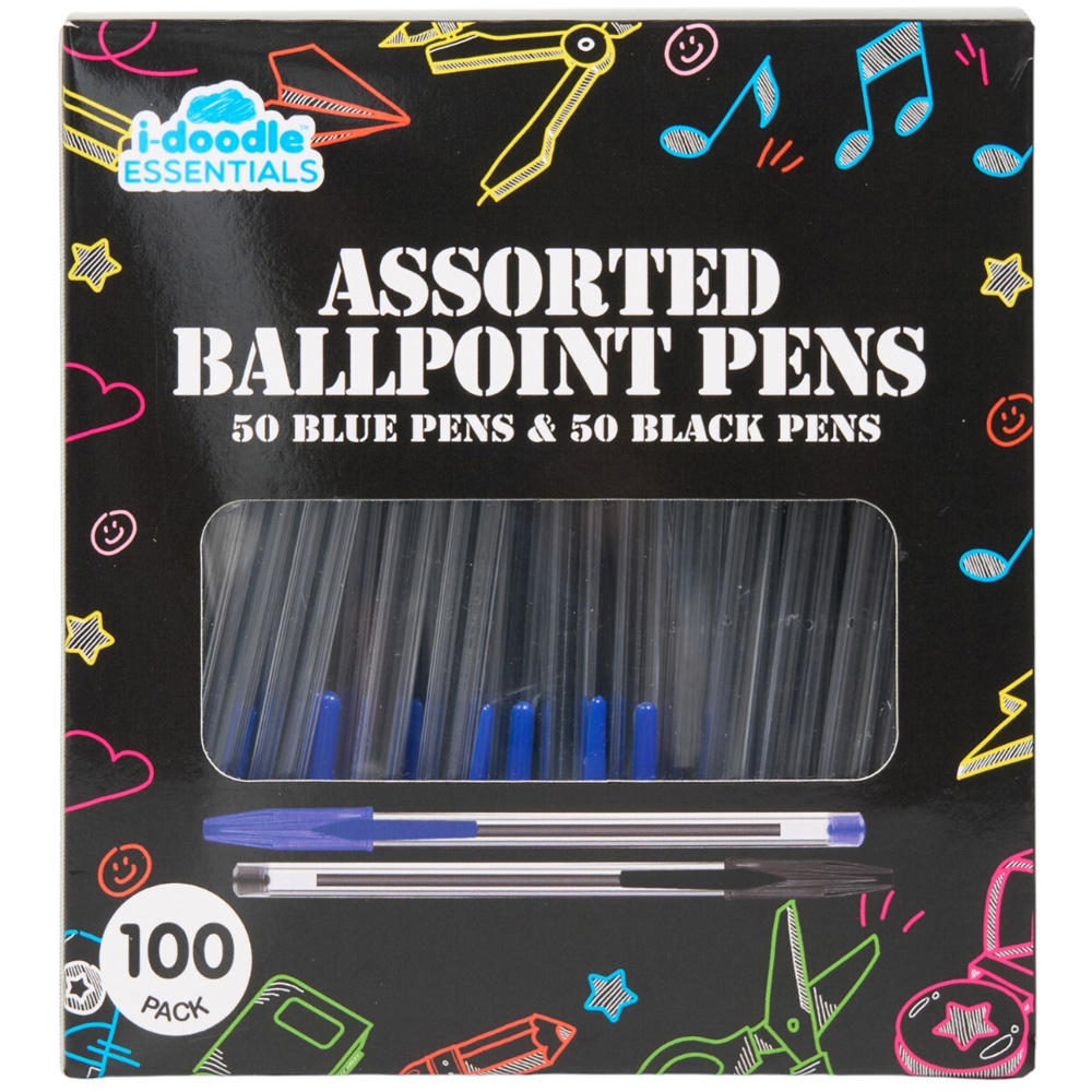 Pack of 100 Blue and Black Ballpoint Pens Image 2