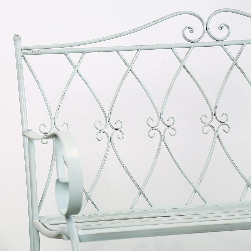 Glamhaus Pavia Antique Blue Garden Bench Image 5