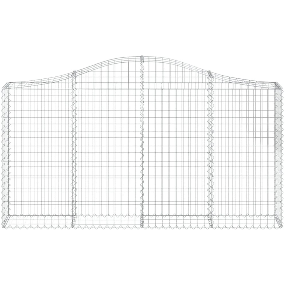 vidaXL Silver Galvanised Iron Arched Gabion Basket 100/120 x 30 x 200cm 9 Pack Image 2