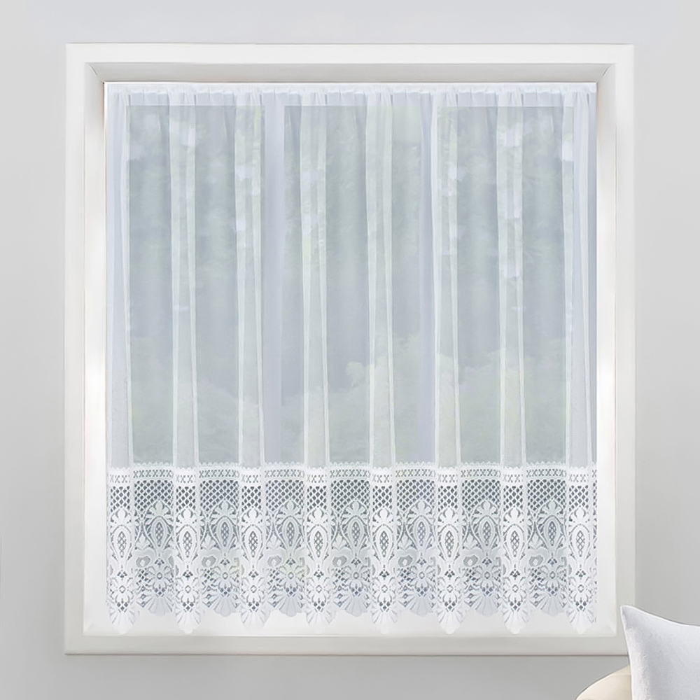 Tyrone Textiles Brazil White Pocket Header Net Curtain 200 x 91cm Image 1