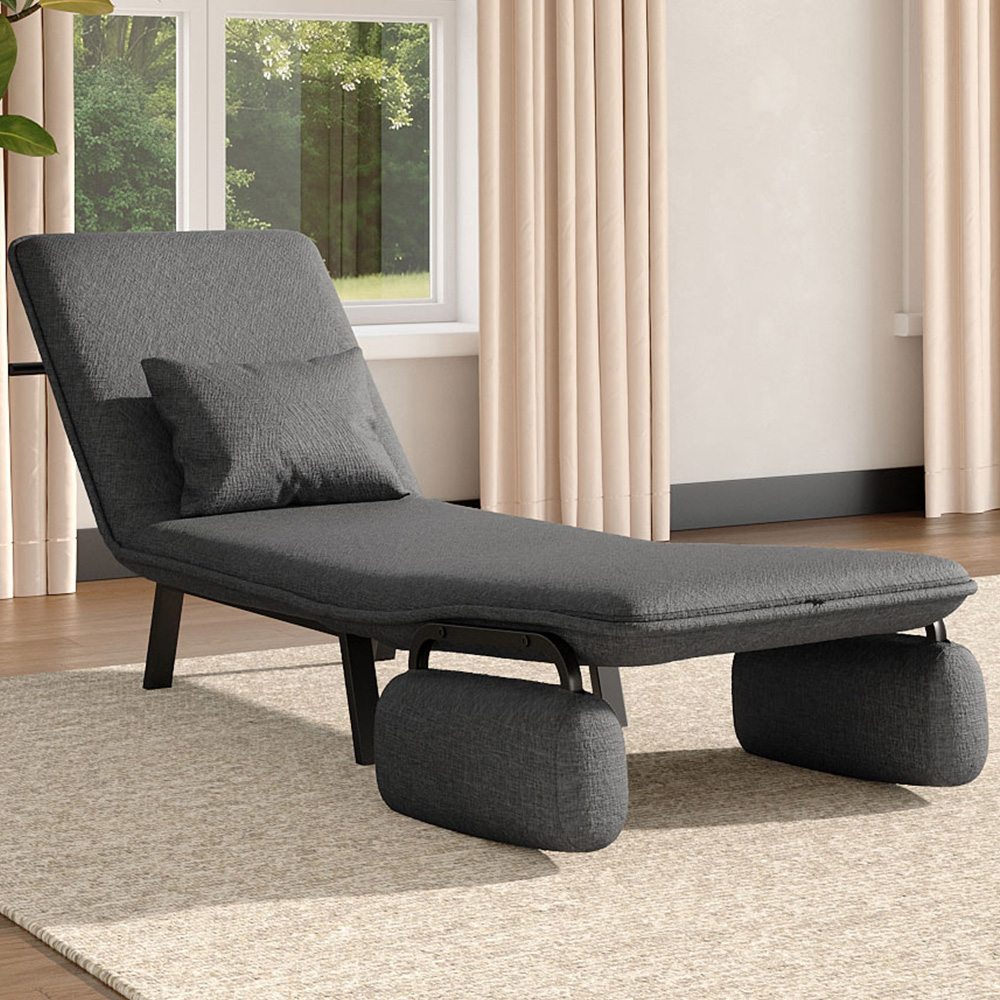 Living and Home Single Seater Grey Convertible Sofa Bed Image 1