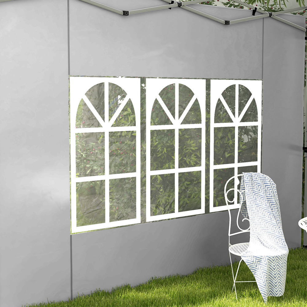Outsunny Grey Replacement Gazebo Side Panel with Window 2 Pack Image 3