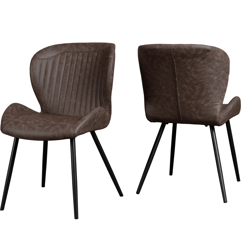 Seconique Quebec 4 Seater Straight Edge Dining Set Medium Oak and Brown Image 3