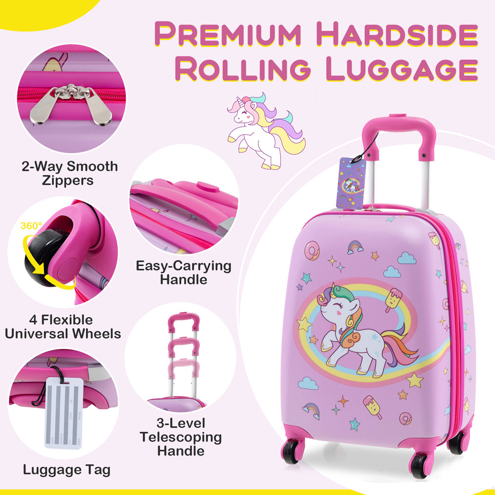 Costway Set of 5 Kids Purple Luggage Set Image 7