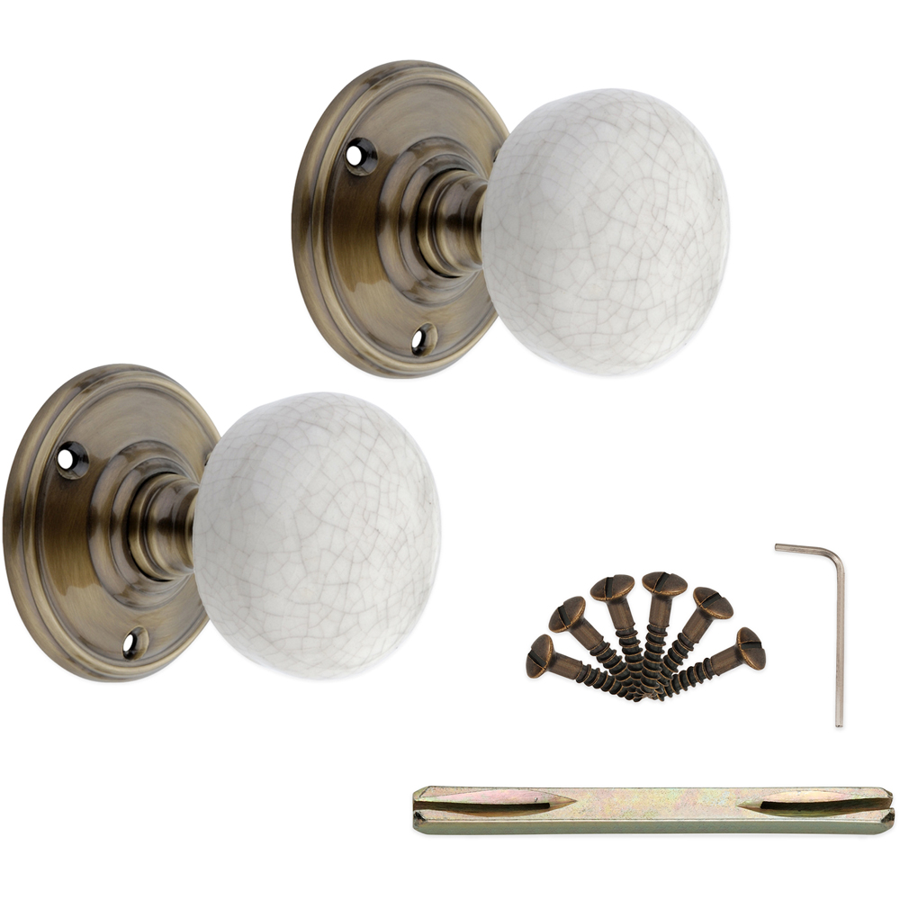 Spira Brass Antique Brass Ceramic Mortice Door Knob 2 Pack Image 4