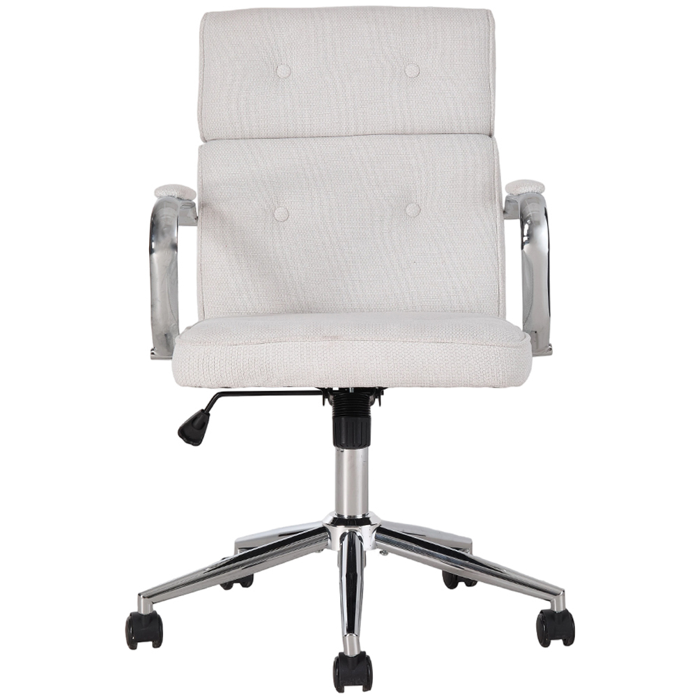 Living and Home White Chenille Swivel and Adjustable Retro Office Chair Image 3
