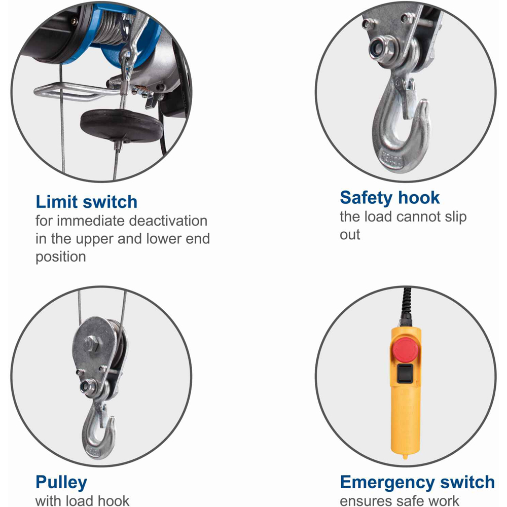 Scheppach HRS250 125/250kg Load Electric Hoist with Safety Hook Image 4