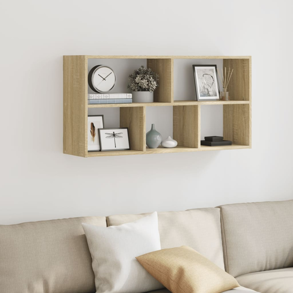 vidaXL 5 Open Shelf Sonoma Oak Wall Shelf Image 2