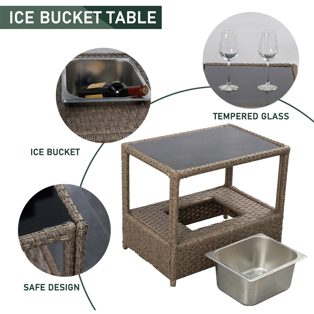 Furniture One 2 Seater Grey Rattan Garden Armchair Lounge Set with Ice Bucket Image 7