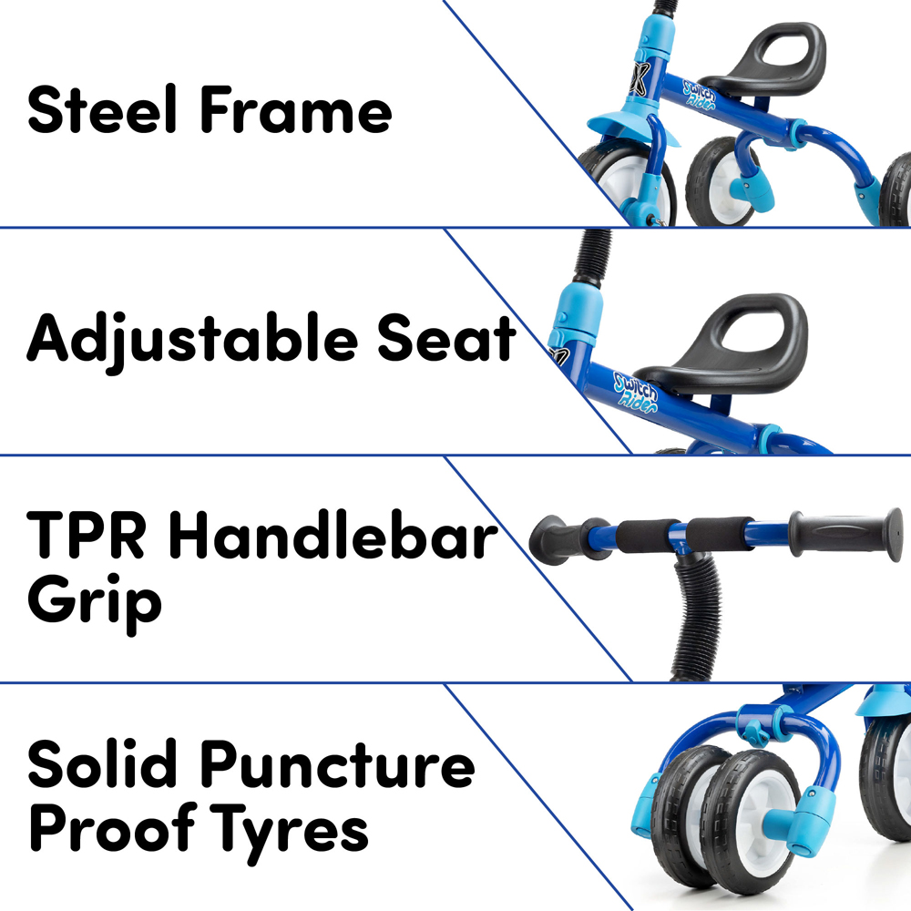 Xootz Toddler Blue 5 in 1 Switch Rider Folding Balance Trike Image 7