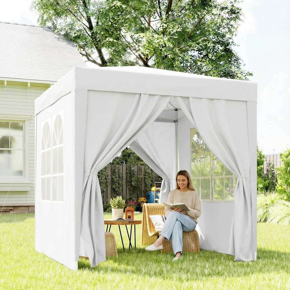 Outsunny 2 x 2m White Marquee Pop Up Gazebo Party Tent Image 4