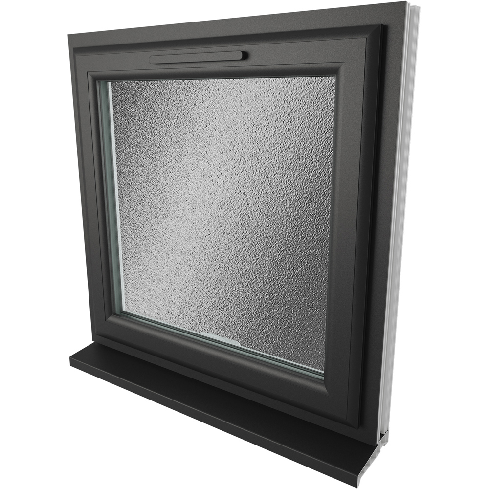 Crystal Black and White Top Hung Opener Obscure Double Glazed Window 820 x 820mm Image 4