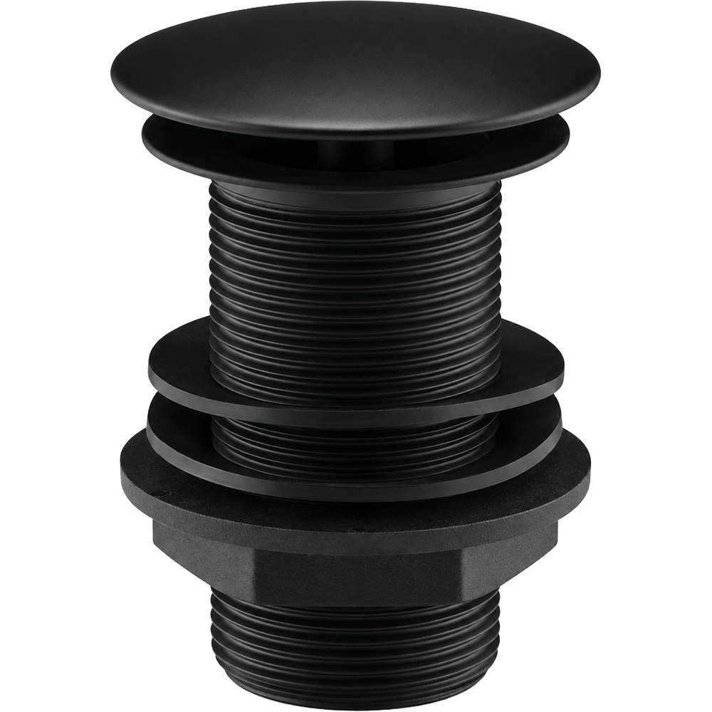 Go Bathrooms Matt Black Unslotted Click Clack Basin Waste Image 1