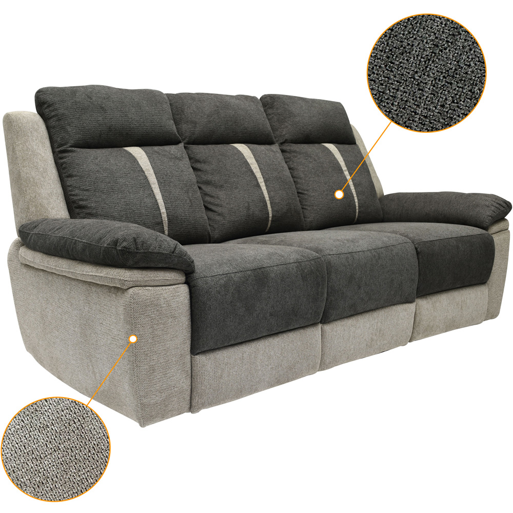 Comfy Living 3 Seater Grey Manual Recliner Sofa Image 6