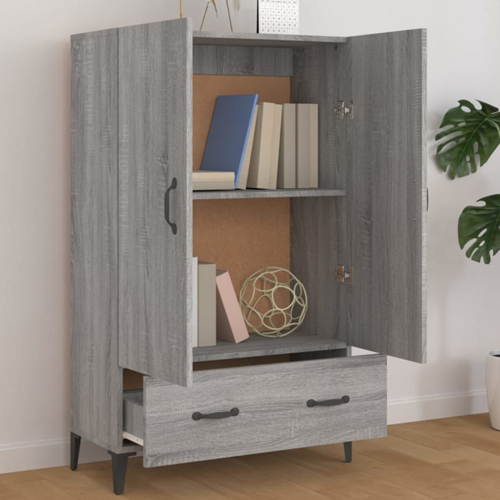 vidaXL 2 Door Single Drawer Grey Sonoma Highboard Image 1