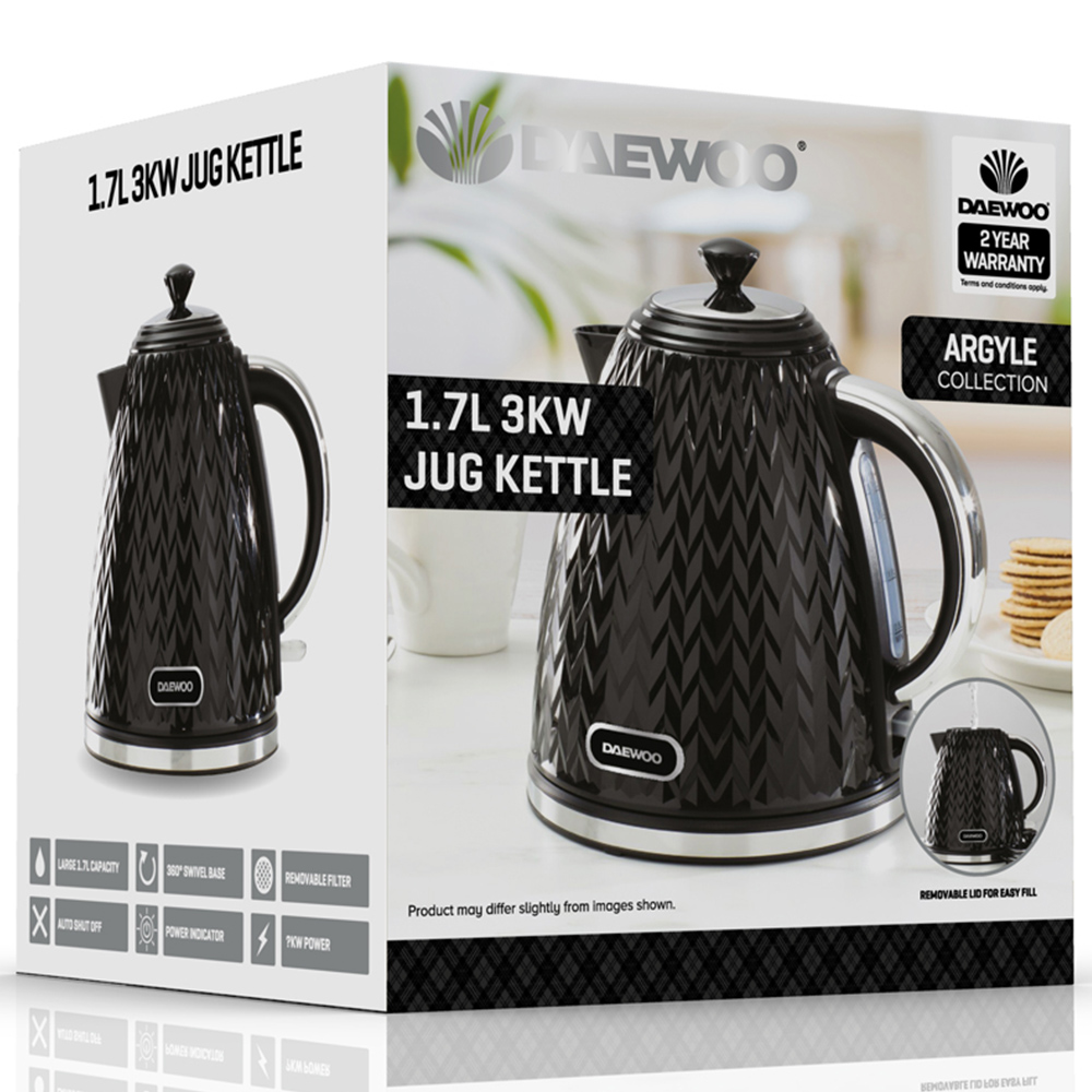 Daewoo Argyle Black 1.7L Jug Kettle Image 7