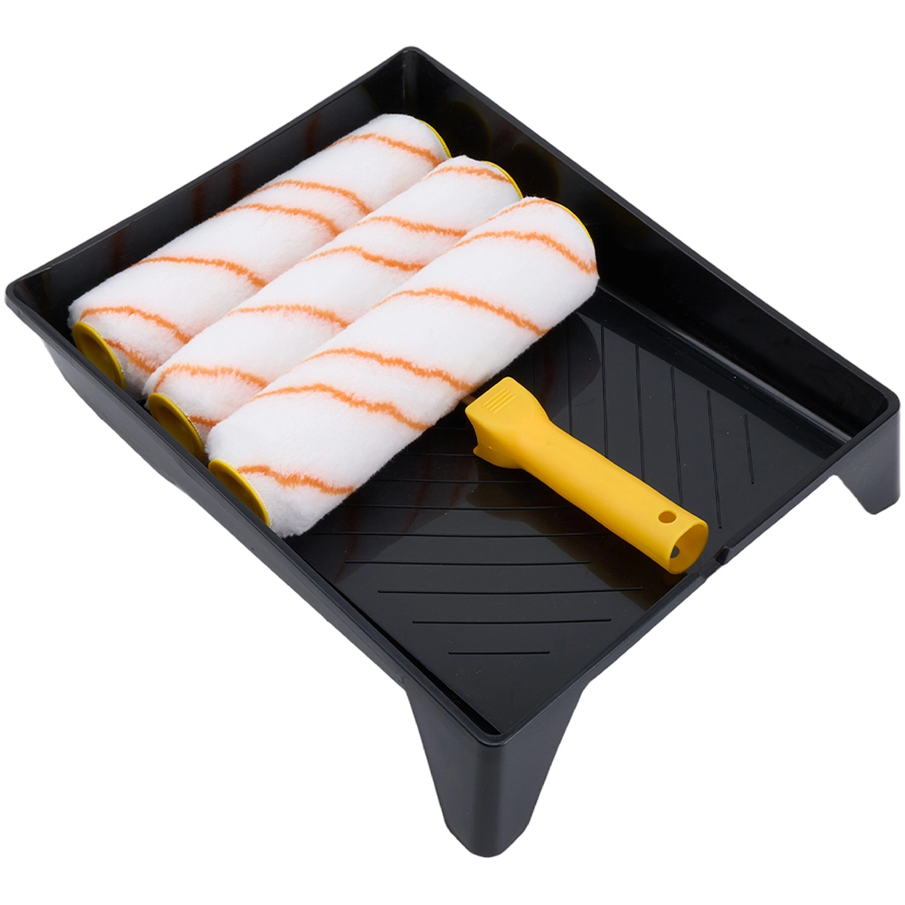 Living and Home 5 Piece 9 inch Paint Roller Set with Paint Tray Image 1