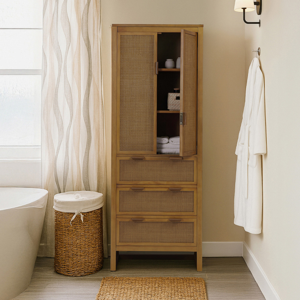 Teamson Home Hatteras 2 Door 3 Drawer Natural Linen Cabinet Image 8