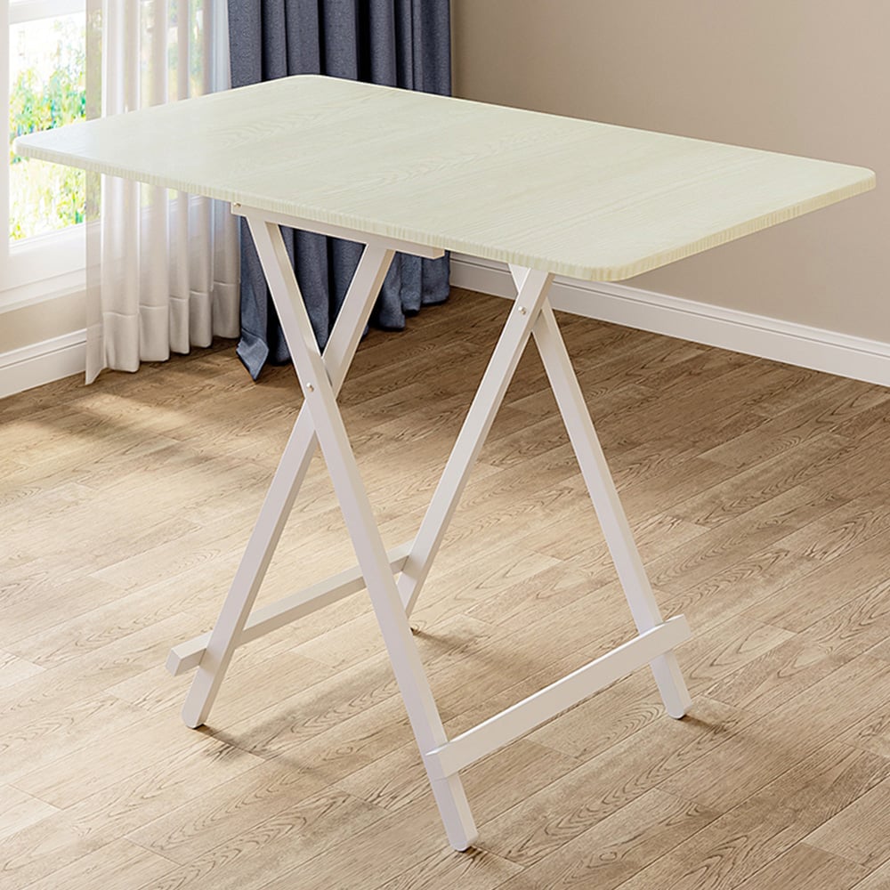Living and Home 4 Seater Foldable Wooden Dining Table White Image 1