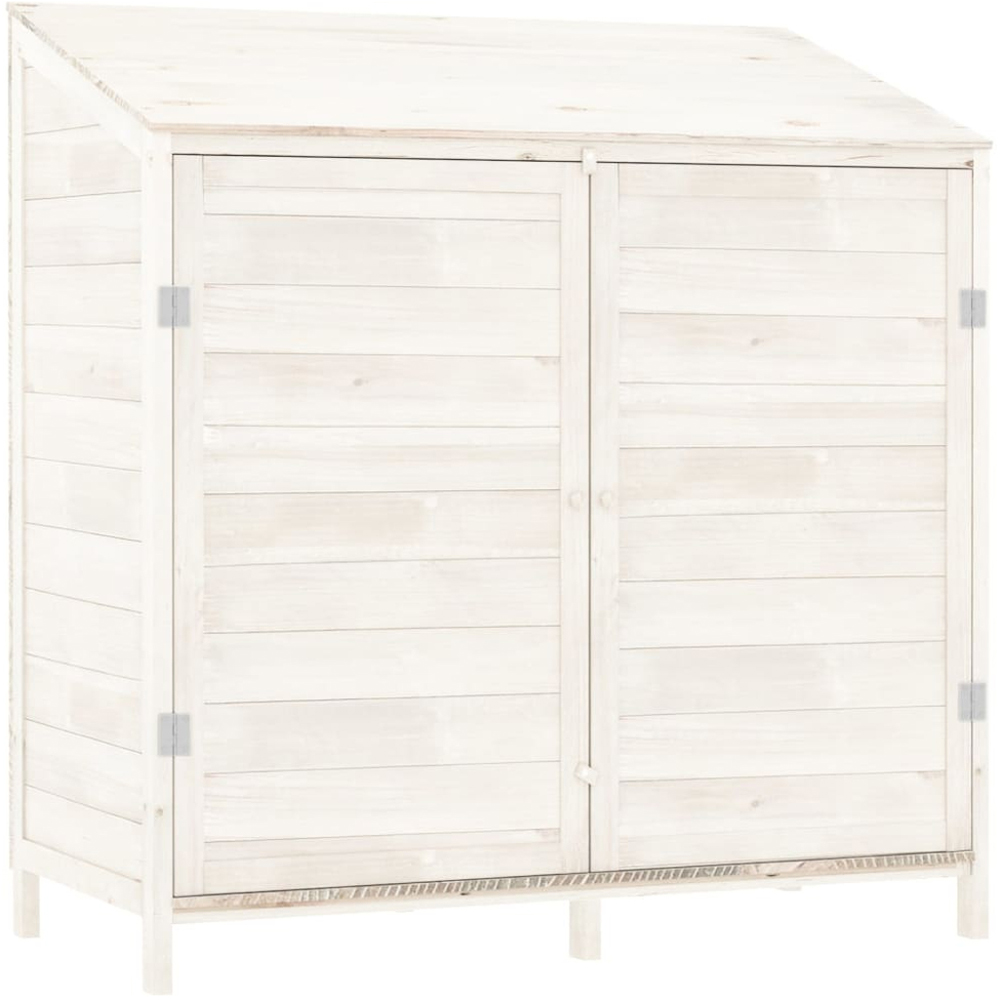 vidaXL 3.4 x 1.7ft White Wooden Pent Garden Shed Image 1