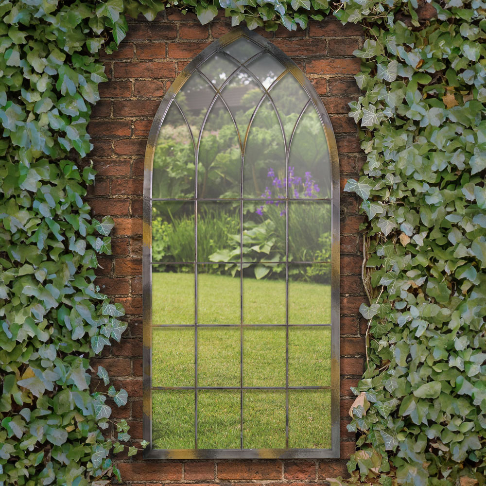 MirrorOutlet Somerley Rustic Arched Garden Mirror 161 x 72cm Image 6
