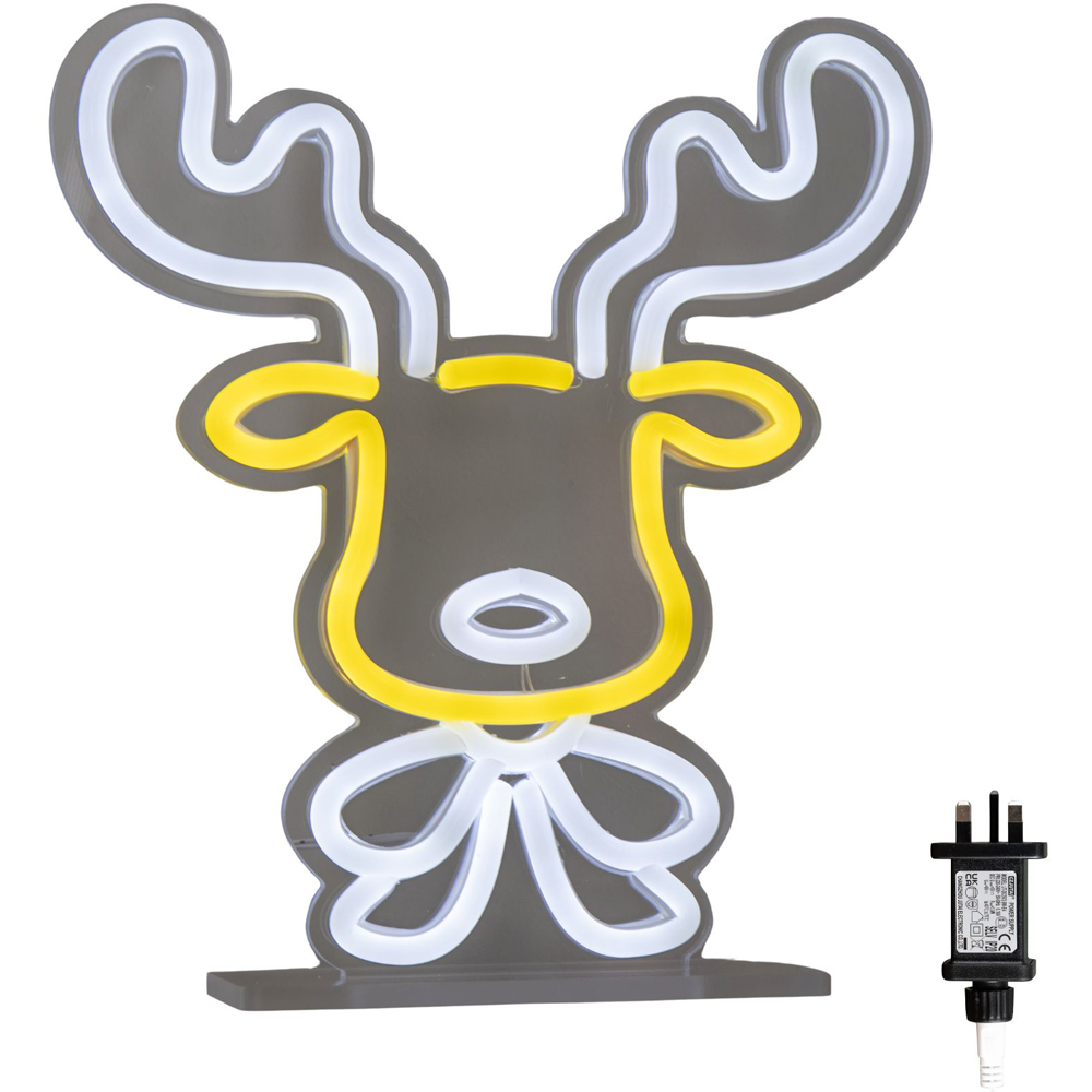 Samuel Alexander Neon Reindeer Face Tabletop Christmas Decoration 25cm Image 2