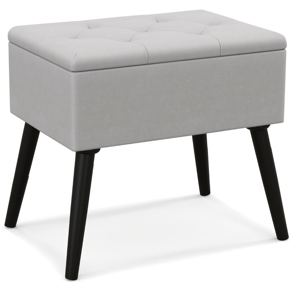 Costway Grey Velvet Flip Top Ottoman Footstool Image 2