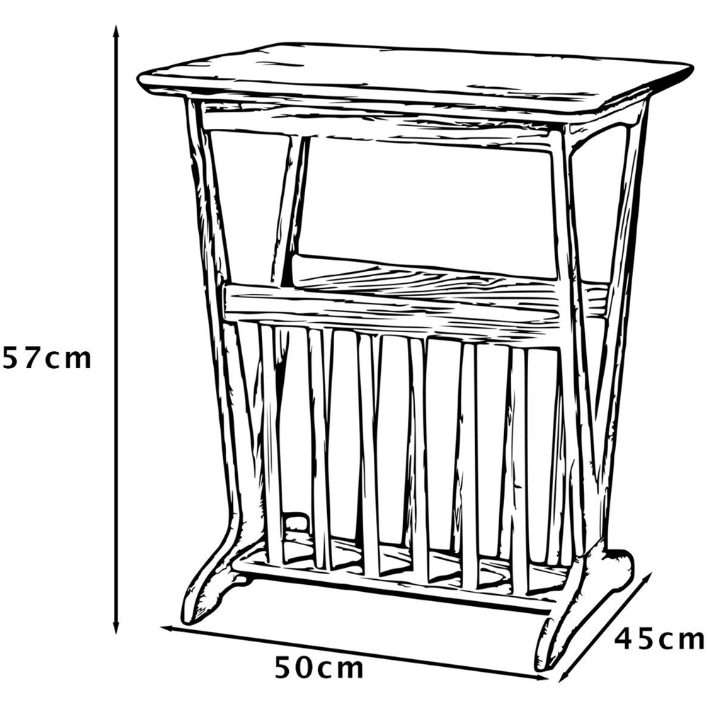 FWStyle Natural Oak Ash Veneer Side Table with Magazine Rack Image 9