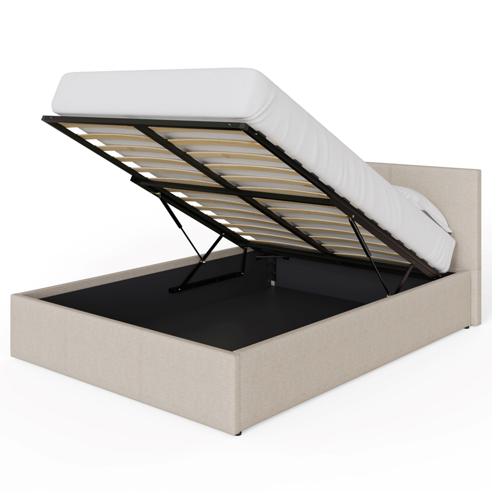 GFW Small Double Natural Hopsack Fabric End Lift Ottoman Bed with Memory Pocket Spring Mattress Image 4