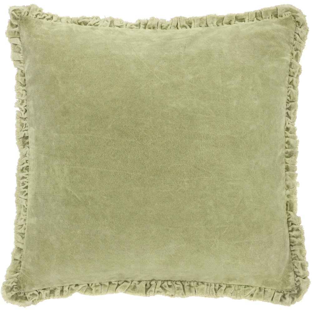 Yard Bertie Sage Cotton Velvet Cushion 45 x 45cm Image 1