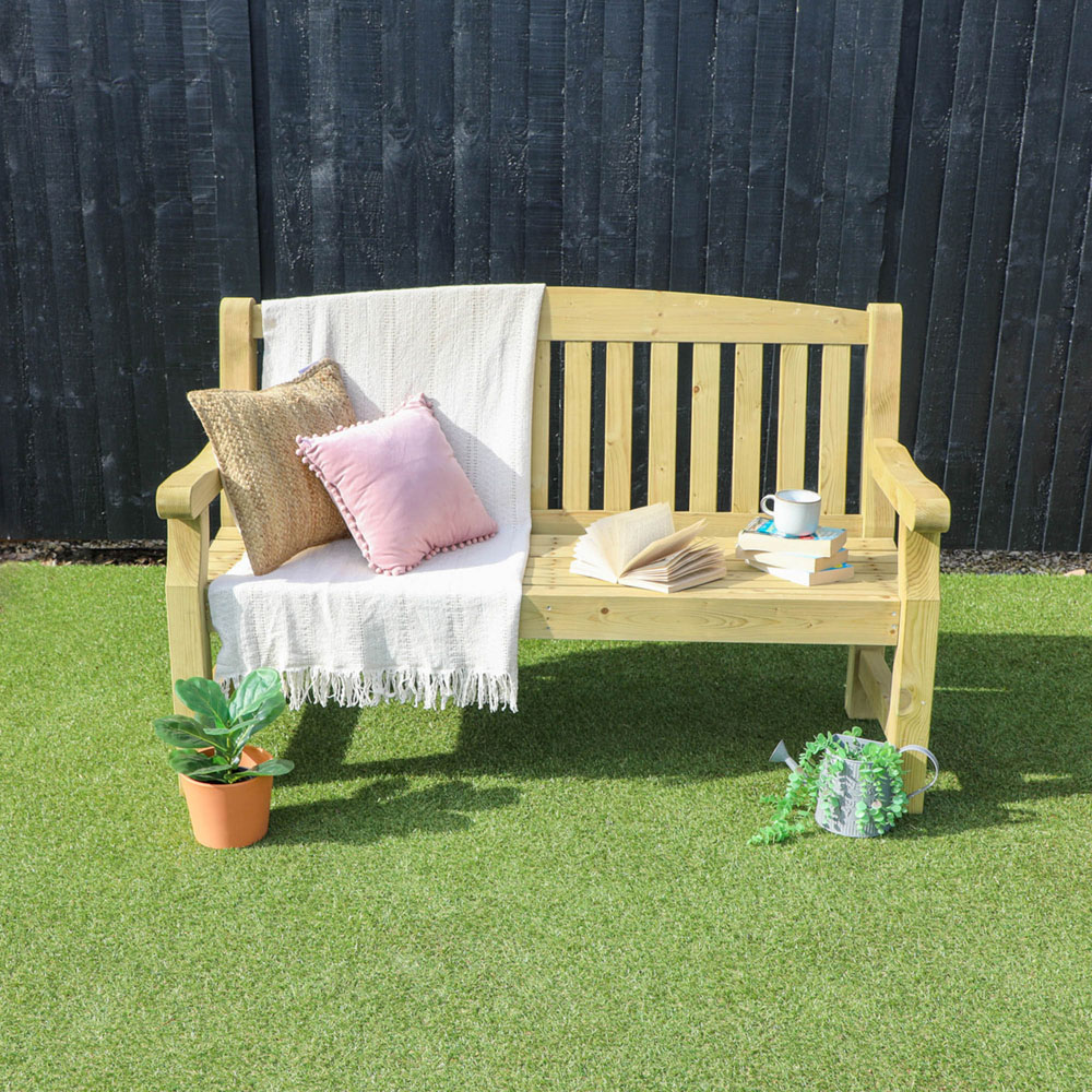 Mercia Carlton 3 Seater Natural Timber Garden Bench Image 4
