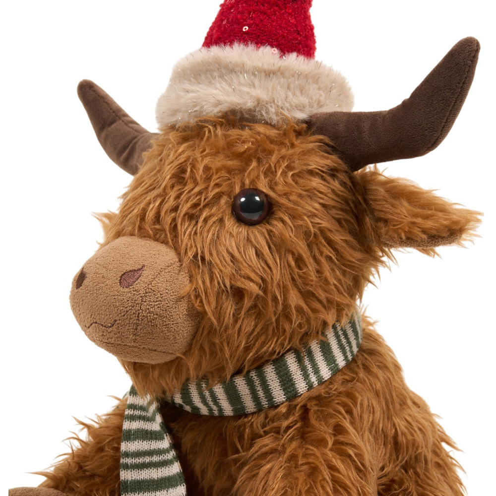 Christmas Sitting Highland Cow Decoration Brown Image 4